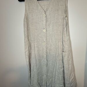 Flax Natural Linen V-Neck dress small